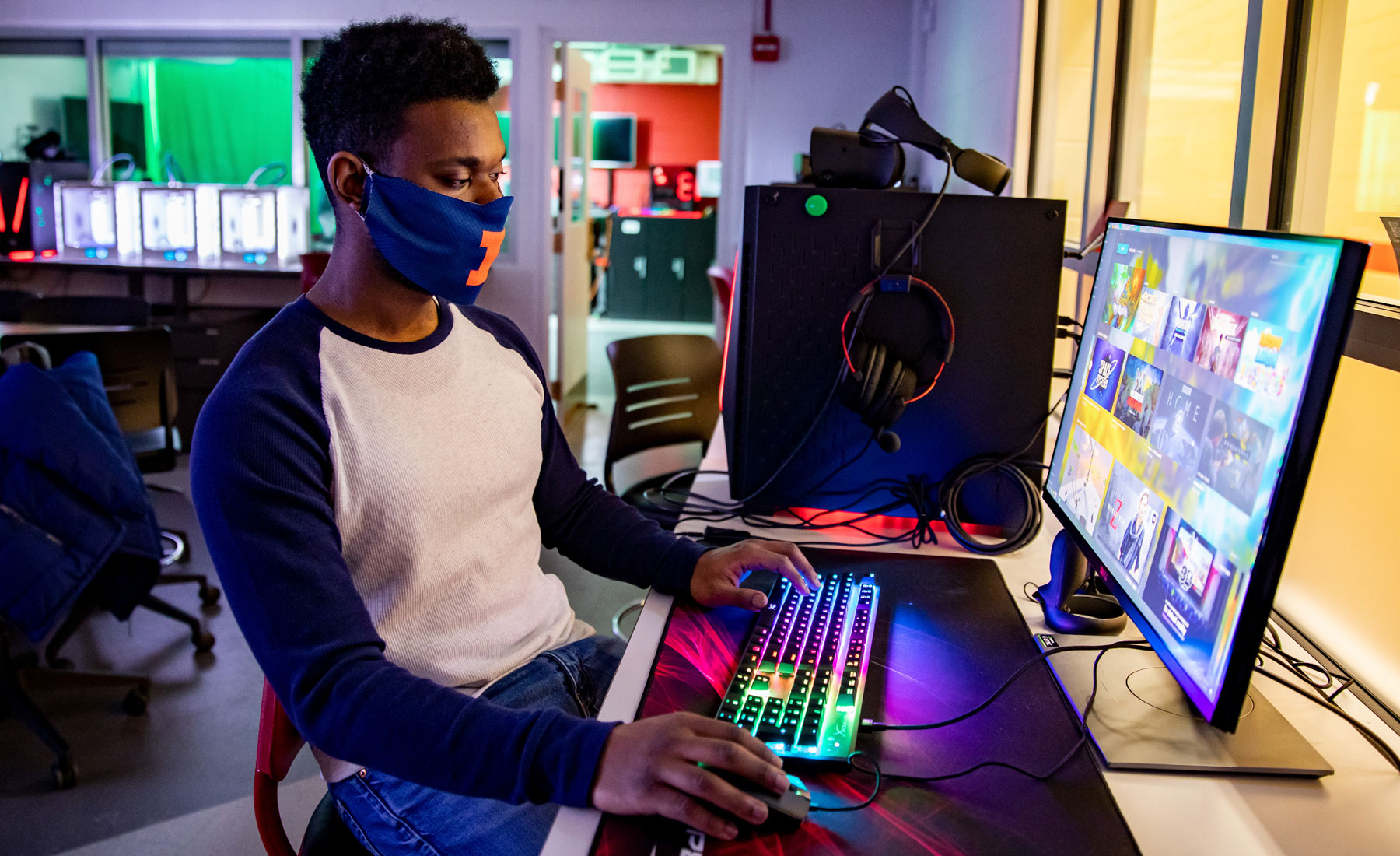 Student in high-tech experiential learning classroom
