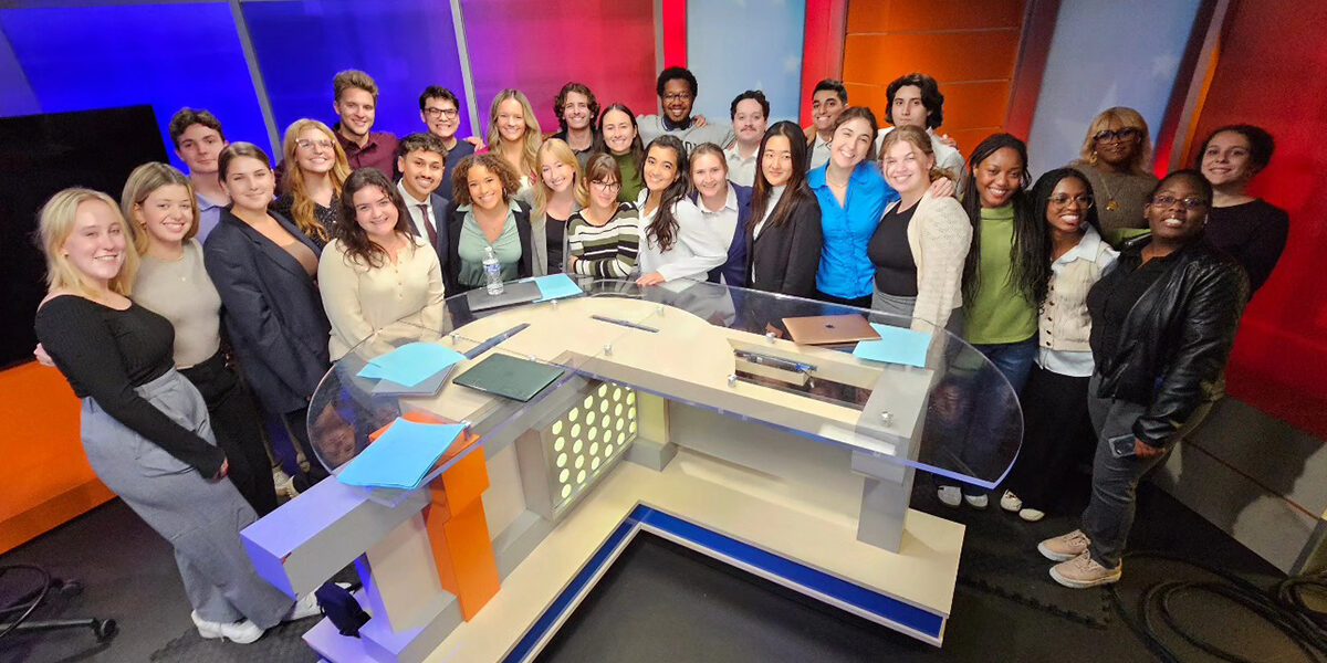 JOUR-ElectionNight-GroupShot Journalism students during Election Night group shot