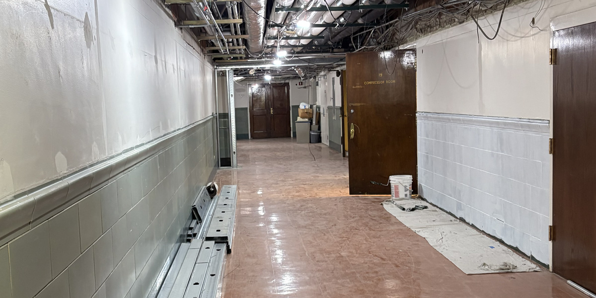 1-Slideshow-GH-LL-hall-east-primer-paint Gregory Hall lower level hall east painting and primer