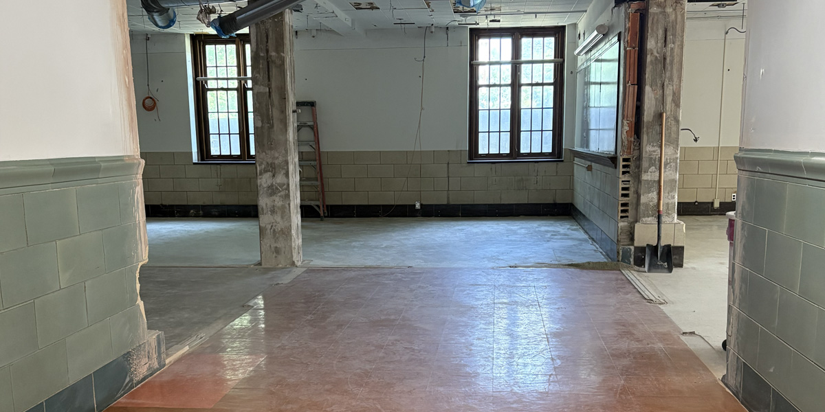 GH-Rooms123-afterdemo Gregory Hall Rooms 1, 2, 3 after demo from hallway